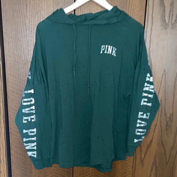 Victoria's Secret Tops - Green PINK Hoodie